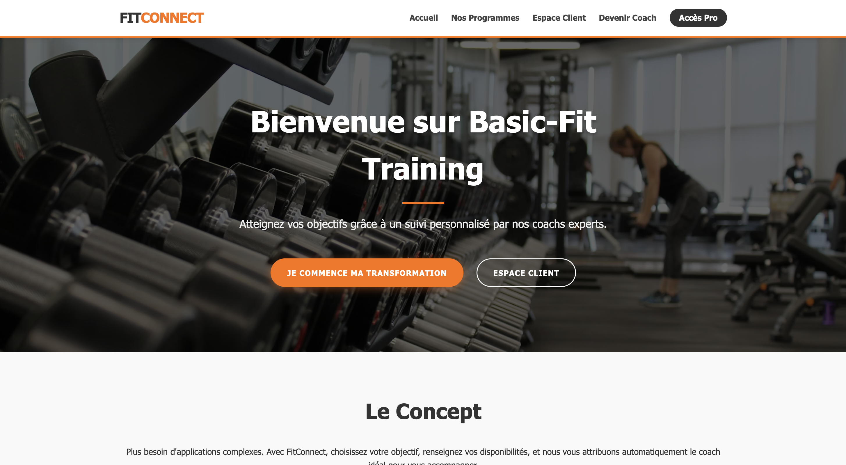 Application Web Fitconnect